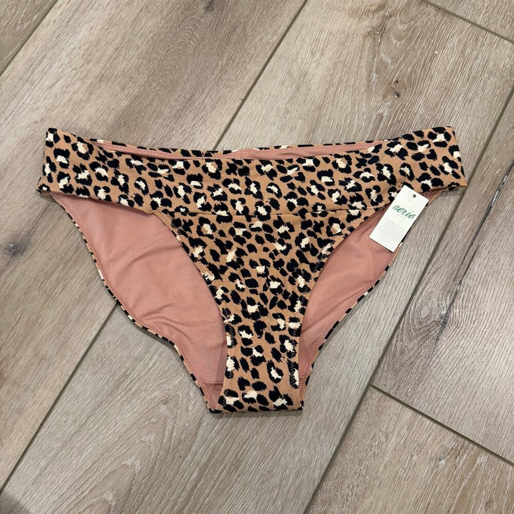 Aerie NWT Bikini Bottoms - Brown Cheetah - Size Large